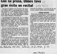 Con su prosa, Olmos tuvo gran éxito en recital  [artículo].