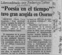 "Poesía en el tiempo" tuvo gran acogida en Osorno  [artículo] Juan Lara Cancino.