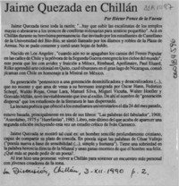 Poeta Jaime Quezada se despide de Valdivia  [artículo].