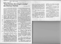 "Escritores de origen arabe" de Matías Rafide  [artículo] Lautaro Yankas.