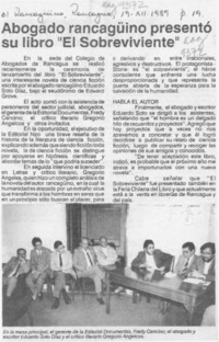 Abogado rancagüino presentó su libro "El sobreviviente"