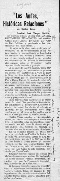 "Los Andes, históricas relaciones"  [artículo] José Vargas Badilla.