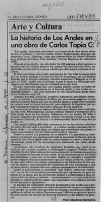 La historia de Los Andes en una obra de Carlos Tapia C.  [artículo] Pedro Mardones Barrientos.