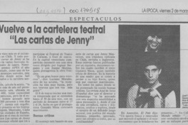 Vuelve a la cartelera teatral "Las cartas de Jenny"