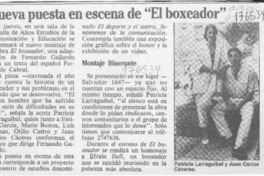 Nueva puesta en escena de "El boxeador"  [artículo].