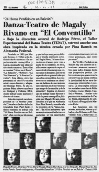 Danza-teatro de Magaly Rivano en "El Conventillo"  [artículo].