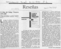 15 años de Código Tributario 1975-1989  [artículo] Osvaldo Torres-Ahumada.