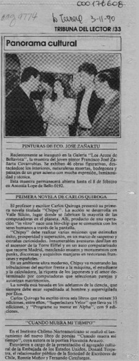 Primera novela de Carlos Quiroga  [artículo].