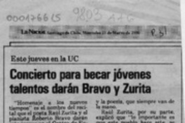 Concierto para becar jóvenes talentos darán Bravo y Zurita