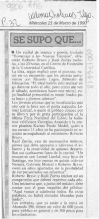 Se supo que --  [artículo].