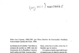 Pedro Lira Urquieta, 1900-1981  [artículo] Fernando Campos Harriet.