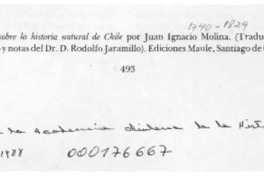 Ensayo sobre la Historia Natural de Chile  [artículo] José Miguel Barros.