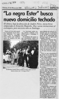 "La Negra Ester" busca nuevo domicilio techado  [artículo].