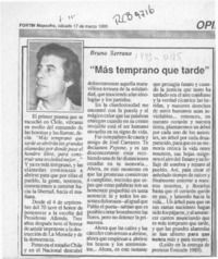 "Más temprano que tarde"  [artículo] Bruno Serrano.
