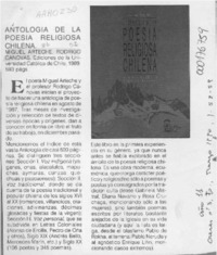 Antología de la poesía religiosa chilena  [artículo] J. M. W.