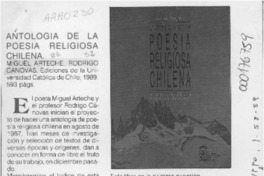 Antología de la poesía religiosa chilena  [artículo] J. M. W.