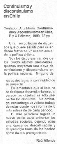 Continuismo y discontinuismo en Chile