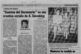 "Cuentos del Decamerón" en una creativa versión de A. Sieveking  [artículo] Yolanda Montecinos.