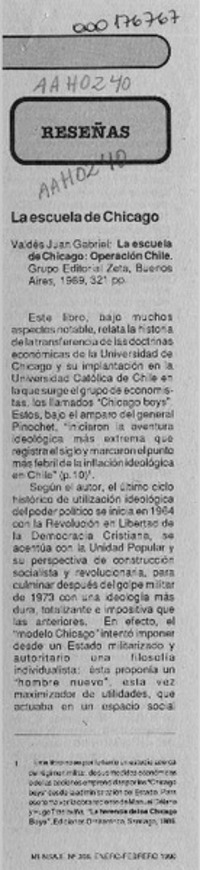 La escuela de Chicago [artículo] G. Arroyo.