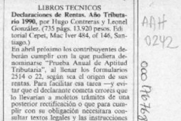 Declaraciones de rentas, Año tributario 1990  [artículo] Osvaldo Torres-Ahumada.