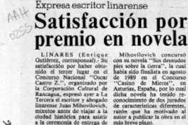 Satisfacción por premio en novela