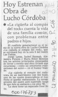 Hoy estrenan obra de Lucho Córdoba  [artículo].