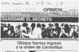 Obispo Santos ingresó a la orden de Carmelitas  [artículo].
