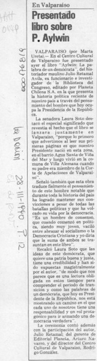 Presentado libro sobre P. Aylwin  [artículo] Marta Ureta.