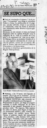 Se supo que --  [artículo].