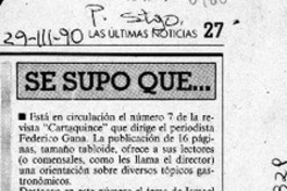 Se supo que --  [artículo].