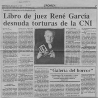 Libro de juez René García desnuda torturas de la CNI  [artículo] José Olea.