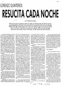 Resucita cada noche  [artículo] Paula Escobar.