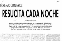 Resucita cada noche  [artículo] Paula Escobar.