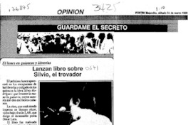 Lanzan libro sobre Silvio, el trovador  [artículo].