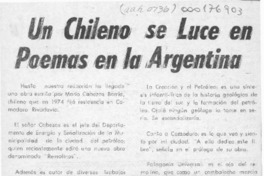Un Chileno se luce en poemas en la Argentina  [artículo].
