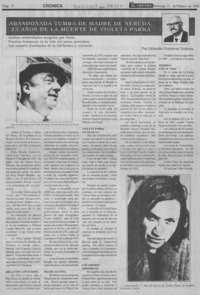 Abandonada tumba de madre de Neruda, 23 años de la muerte de Violeta Parra