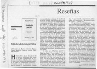 Pablo Neruda "Antología Poética"  [artículo] Angel Custodio González.