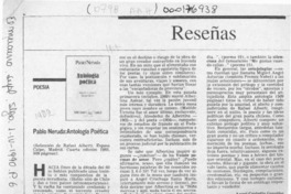 Pablo Neruda "Antología Poética"  [artículo] Angel Custodio González.