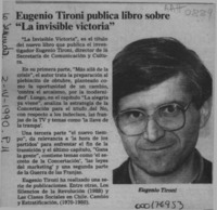 Eugenio Tironi publica libro sobre "La invisible victoria"  [artículo].