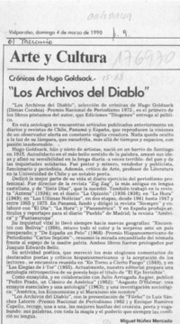 "Los archivos del Diablo"  [artículo] Miguel Núñez Mercado.