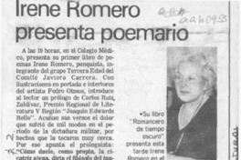 Irene Romero presenta poemario  [artículo].