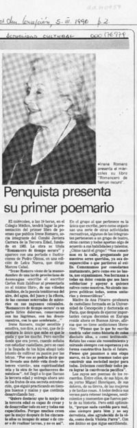 Penquista presenta su primer poemario  [artículo].