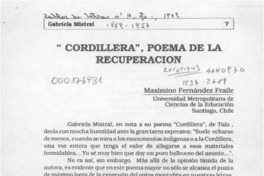 "Cordillera", poema de la recuperación  [artículo] Maximino Fernández Fraile.