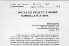 Notas de urgencia sobre Gabriela Mistral