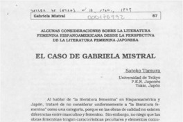 El caso de Gabriela Mistral  [artículo] Satoko Tamura.