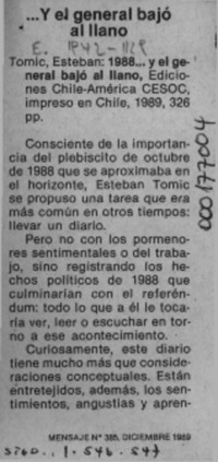 -- Y el general bajó al llano  [artículo] I. G.