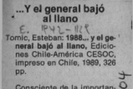 -- Y el general bajó al llano  [artículo] I. G.