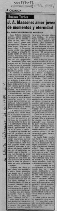 J. A. Massone, amor joven de momentos y eternidad