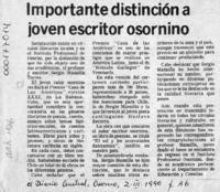 Importante distinción a joven escritor osornino  [artículo].