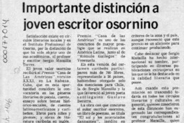 Importante distinción a joven escritor osornino  [artículo].